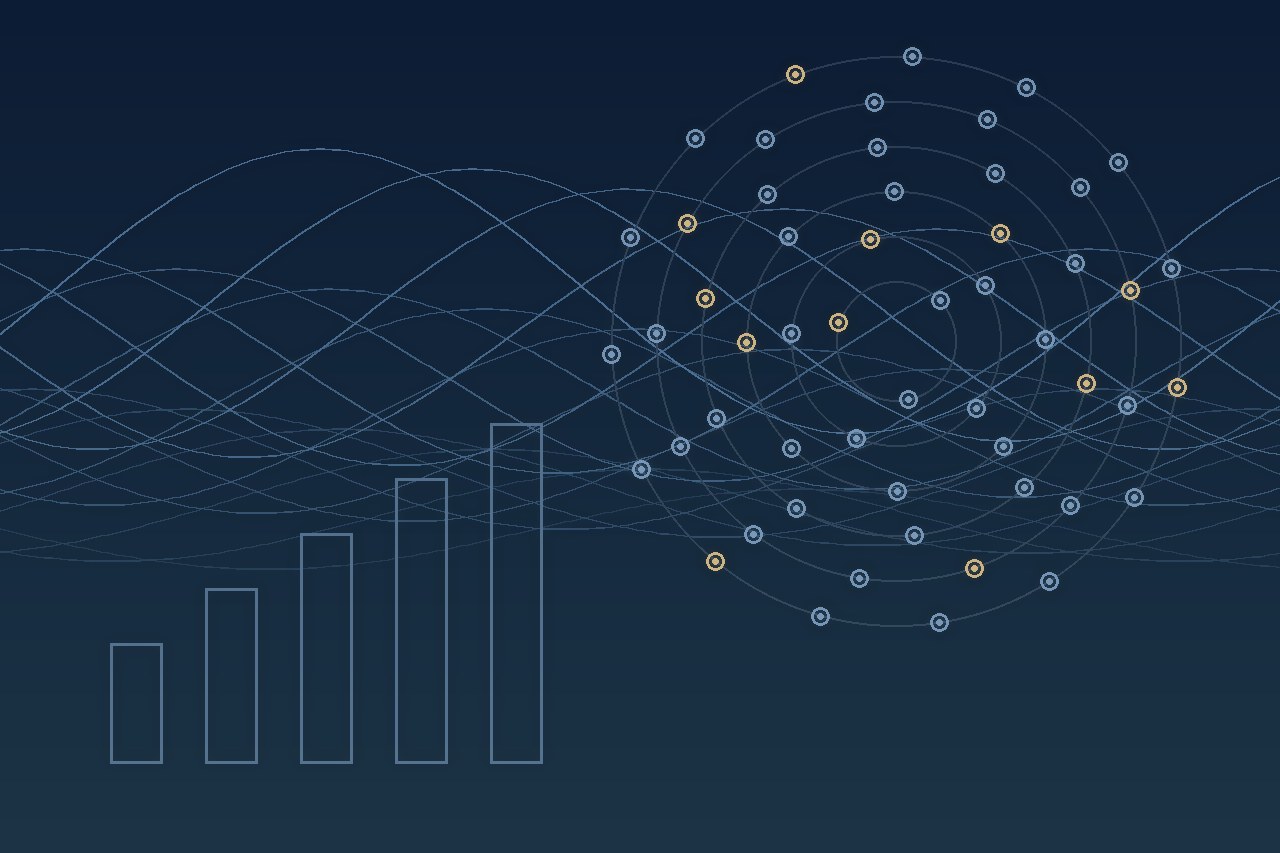 Abstract illustration of tokenized assets and flowing market data, representing capital markets tokenization in Korea